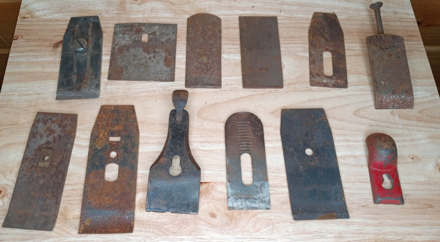 Lot of 12 Vintage Wood Plane Blades Cutters Stanley Other Makers