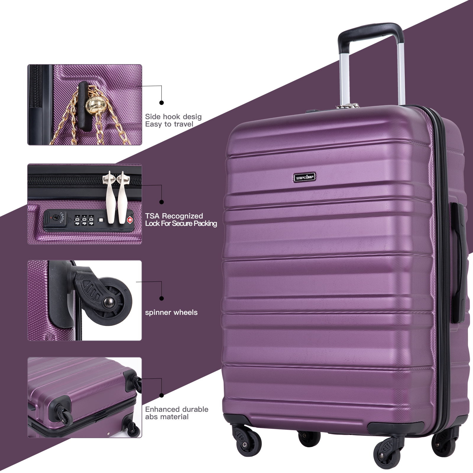 Hardside Luggage Set 3-Piece Set(21/25/29) Lightweight Suitcase 4-Wheeled Sui...