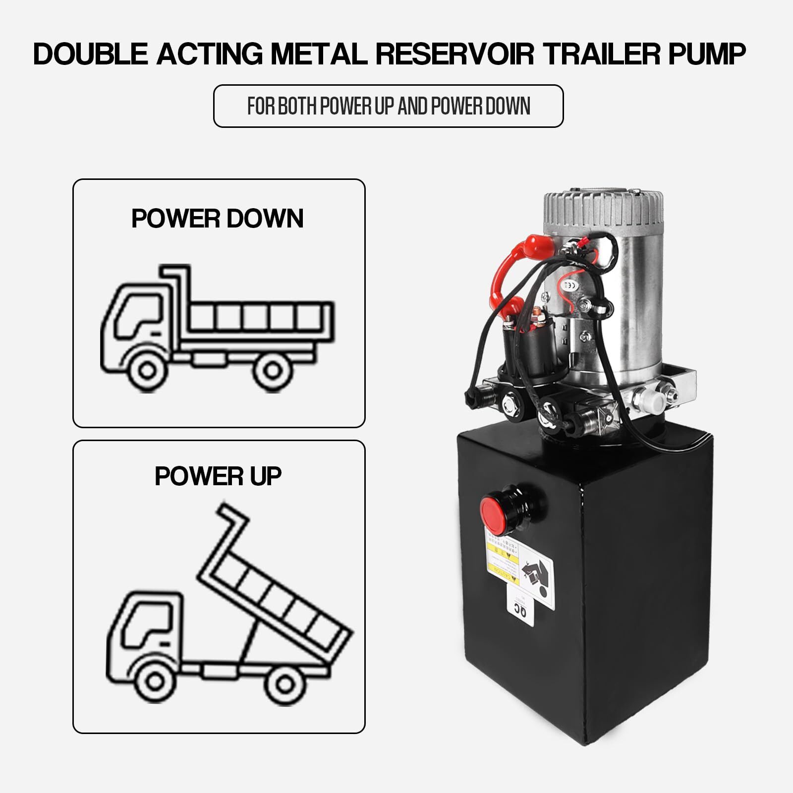 Hydraulic Pump 8 Quart 2 Gallon Hydraulic Power Unit Double Acting Metal Dump