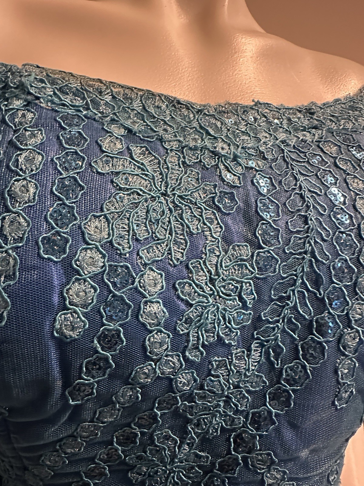 African Traditional Women's Clothing Blue Lace Top Printed Skirt