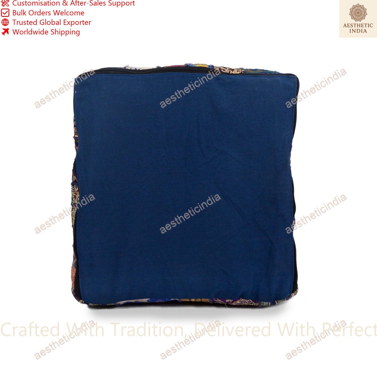 Rajasthani Handmade Vintage Home Decor Designers Khambari Square Pouf