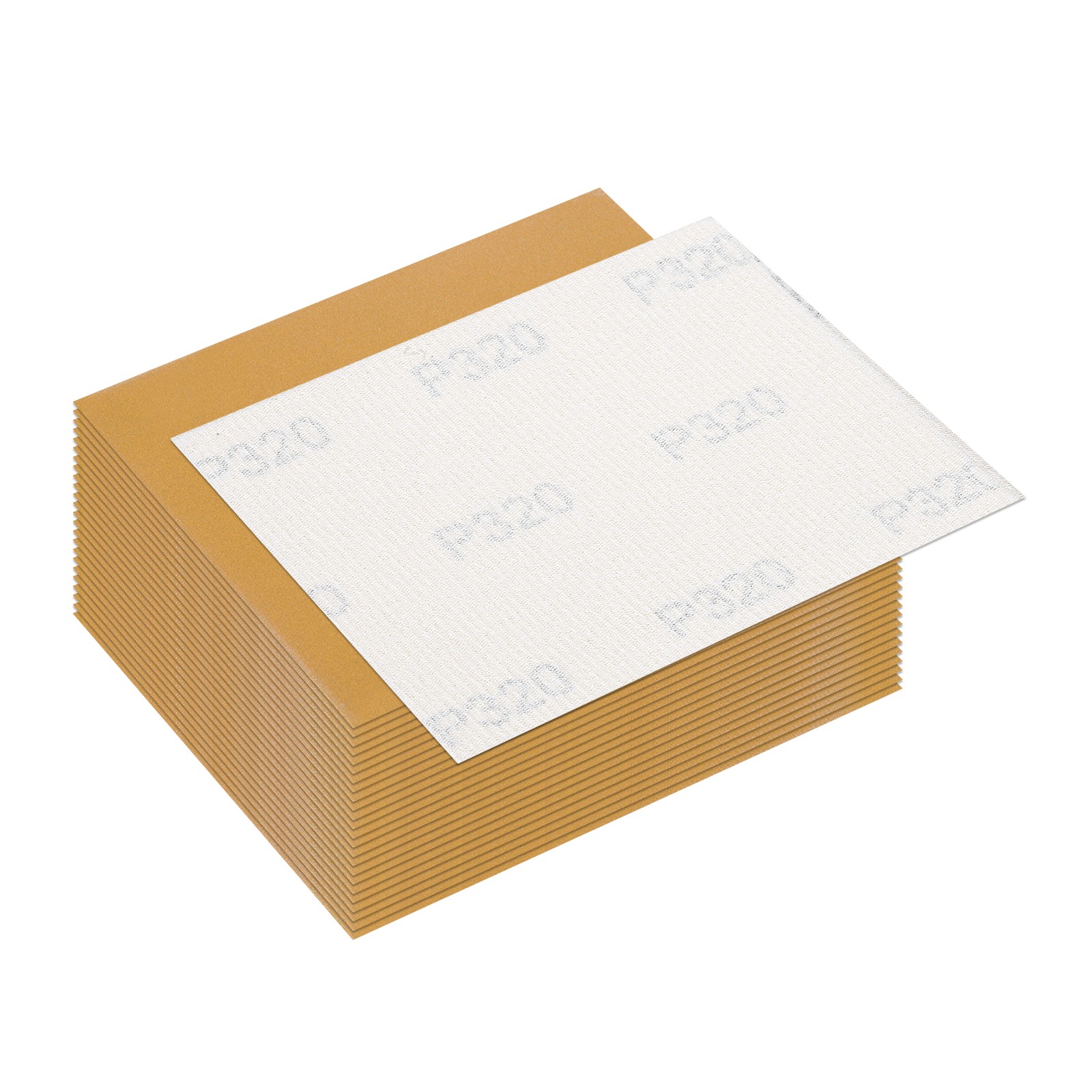 25 Pcs 320 Grit Dry Sandpapers, 4.5 x 5.5 Inch Sand Papers, Gold