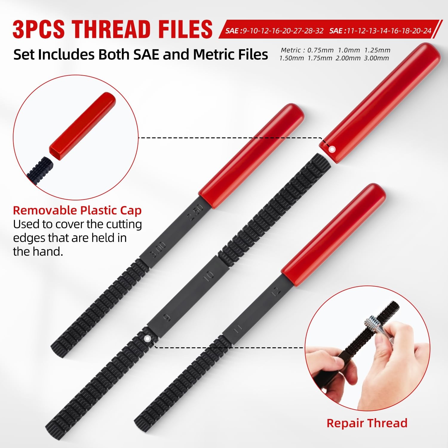 AKM 61Pcs Thread Restorer Kit, Rethread Repair Tool, UNC UNF & MetricThread...