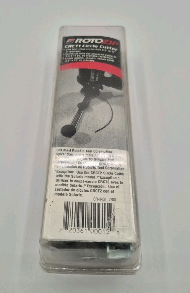 ROTO ZIP CRCT1 3.5" TO 12" DIAMETER CIRCLE CUTTER "NEW "