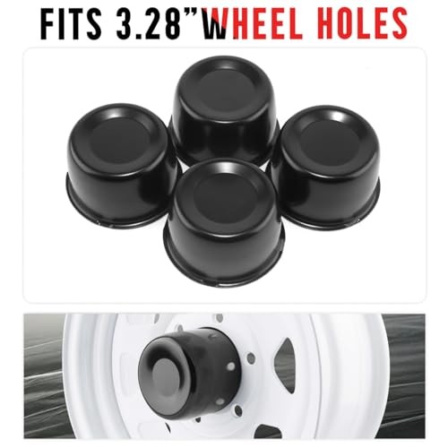 Stainless Steel Push Through Center Caps 3.31" Center Hole, 2.34" Height Black