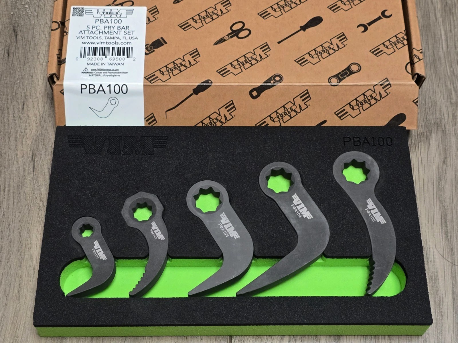 VIM Tools VMPBA100 5Pc Pry Bar Attachment Set 1/4 3/8 1/2 Ratchet Tool Kit