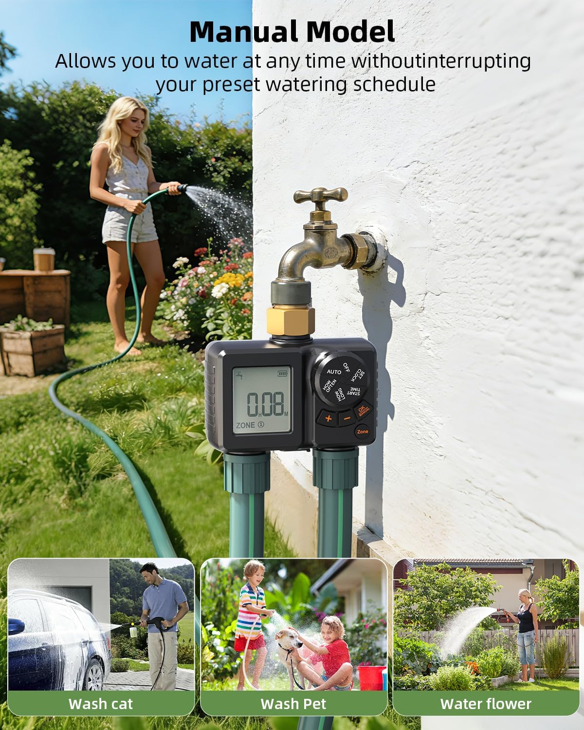 Sprinkler Timer 2 Zone,Water Timer for Garden Hose with Lithium Battery Hose Tim