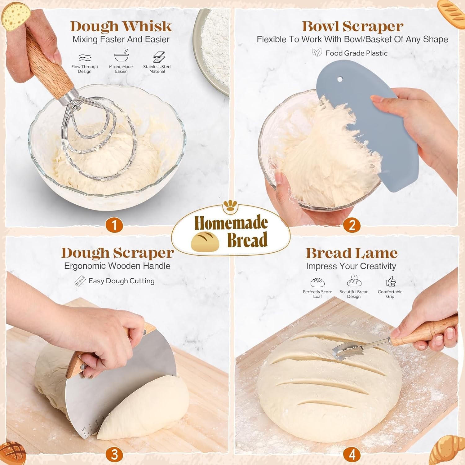 Sourdough Starter Kit, Sourdough Bread Baking Supplies, Bread Proofing Basket...