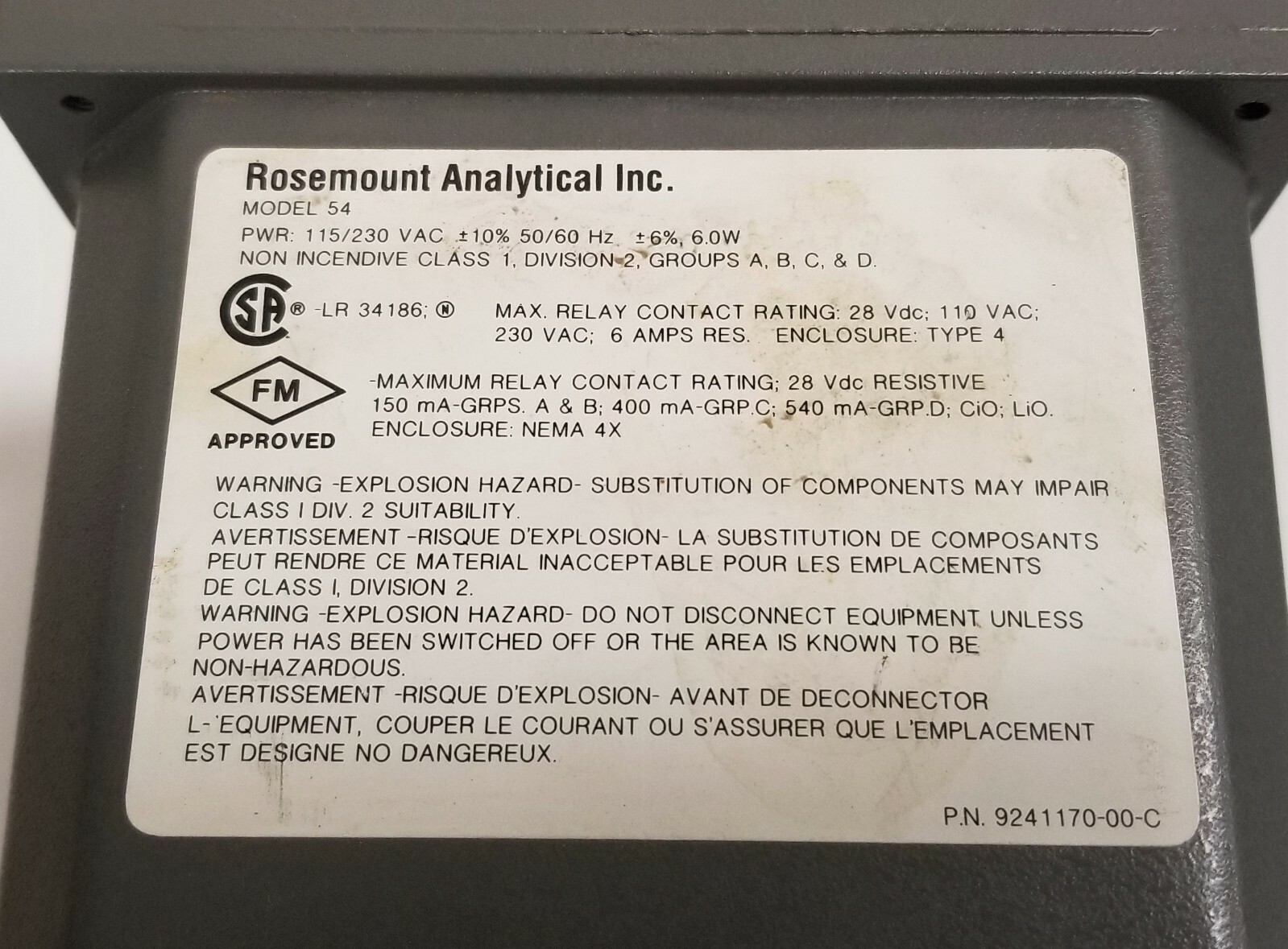 Rosemount 54e PH-ORP Analyzer - Controller