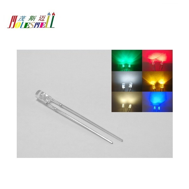 3mm Flangeless Flat Top LED Red Yellow Blue Green White Warm white Leds Diodes