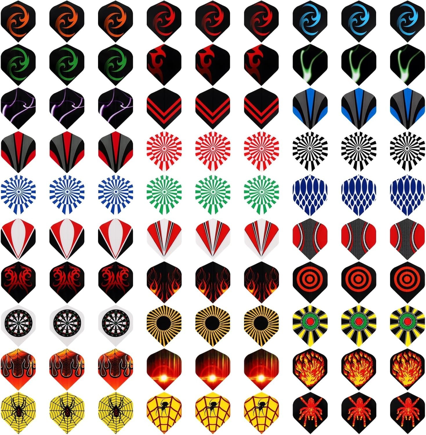 90Pcs Standard Dart Flights Set, Dart Flights for Steel Tip Darts/Soft Plastic T