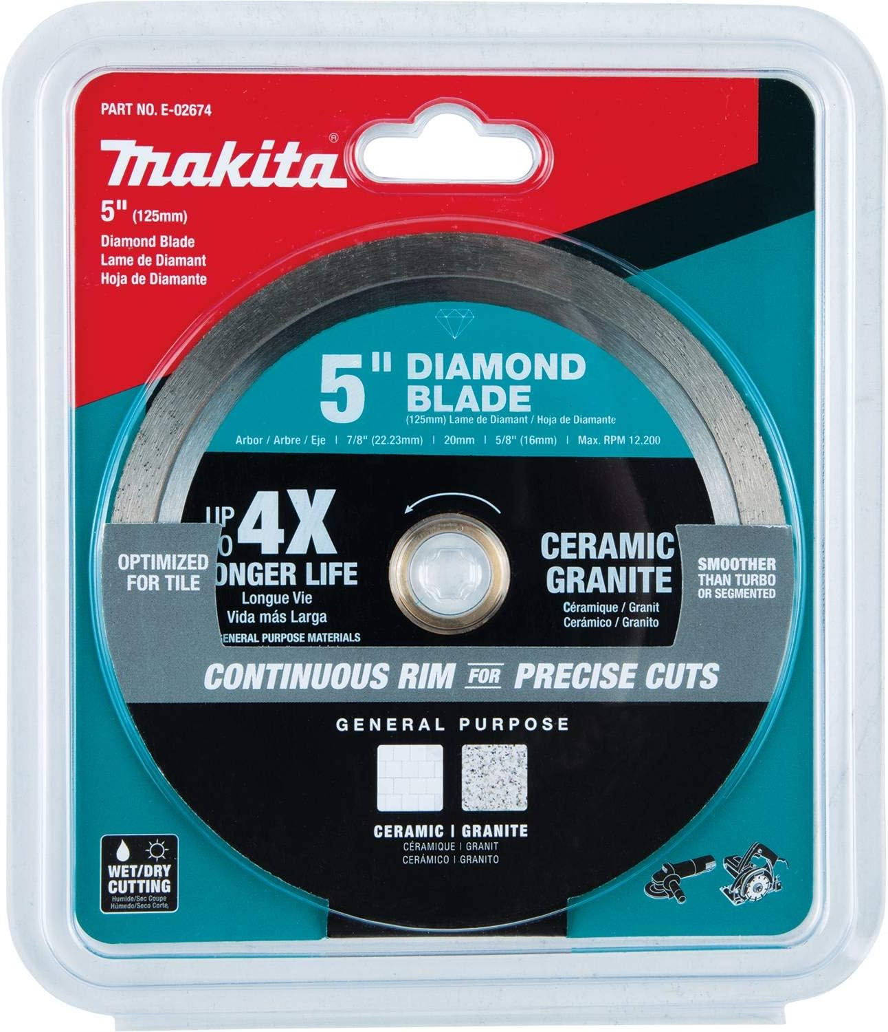 E-02674 5" Diamond Blade, Continuous Rim, General Purpose
