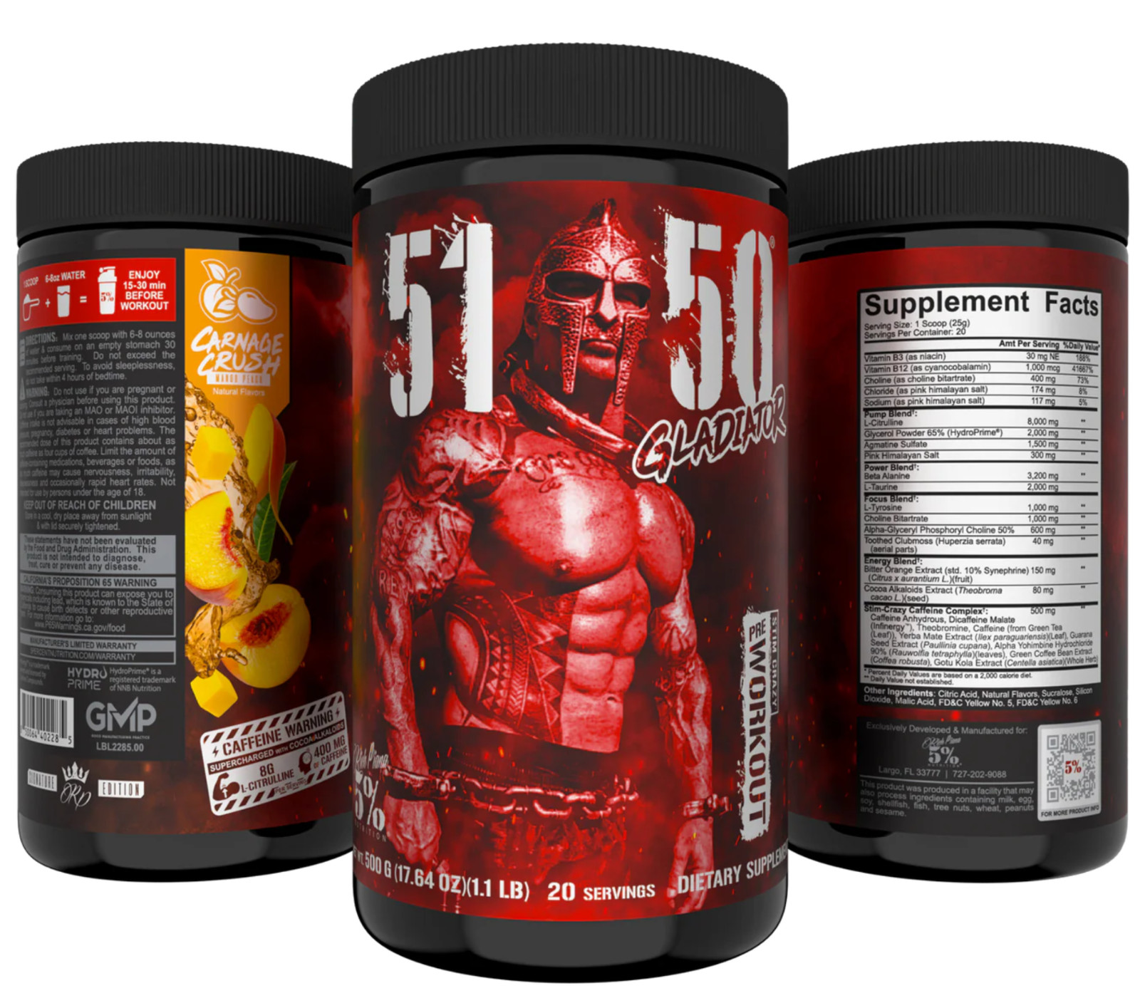 5% Nutrition 5150 GLADIATOR High Stimulant Pre-Workout 20svgs Carnage Crush
