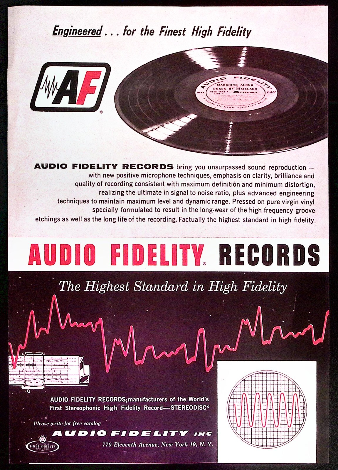 1958 AUDIO FIDELITY RECORDS ADVERTISING BOOKLET BROCHURE FLYER EXCELLENT Z7564
