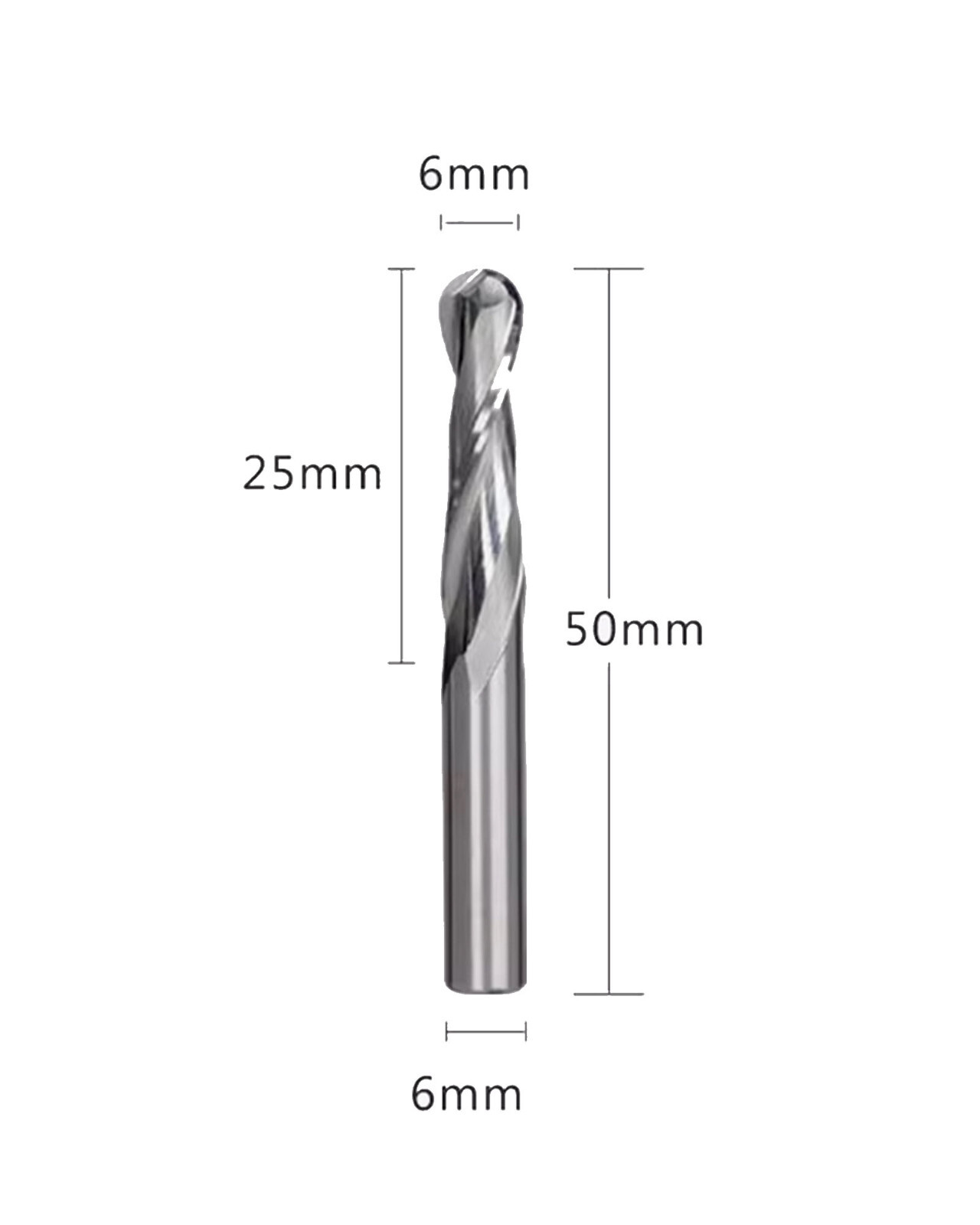 1pc Carbide Spiral Router Bit Up&Down Compression Bit 6*25 mm Cut Size with 6 mm
