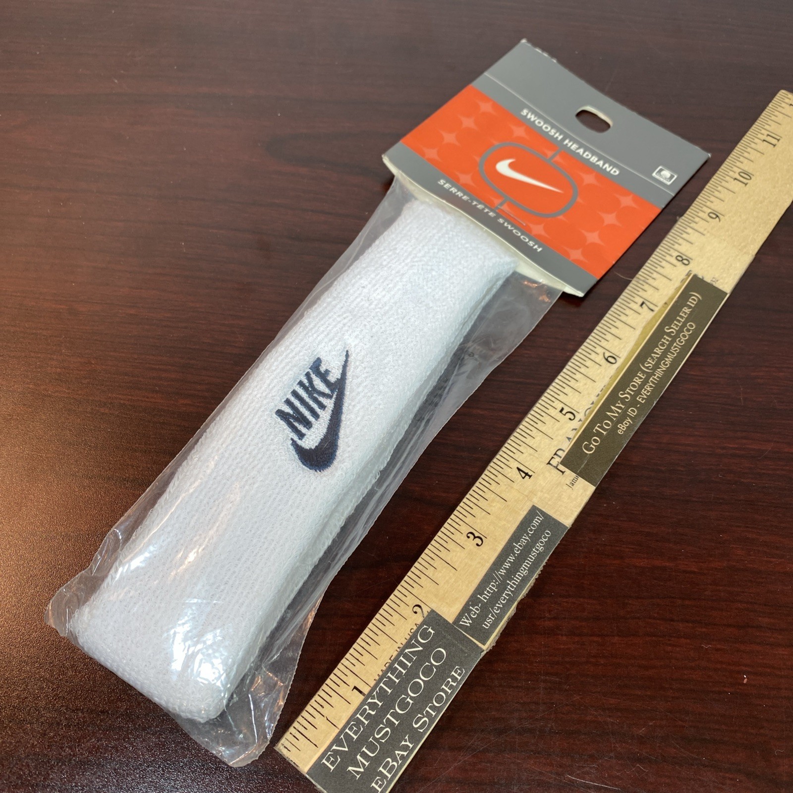 SPELL OUT White NIKE Headband SERRE-TETE One Size Unisex BLUE Swoosh 70% Cotton