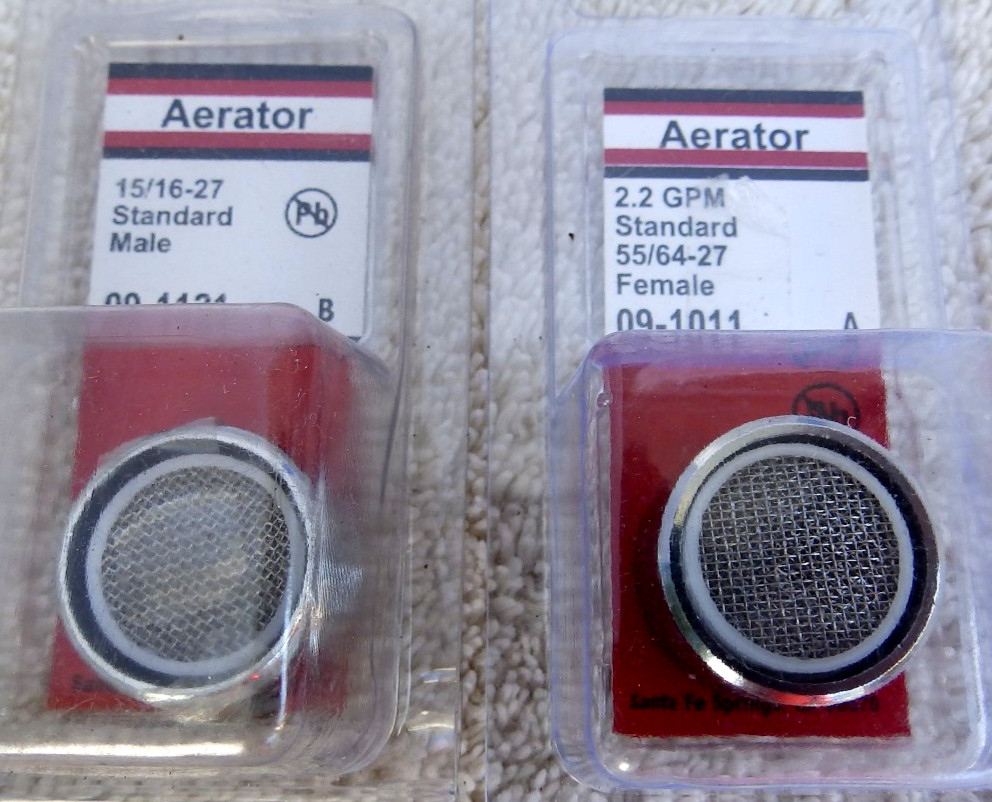 Two Lasco Aerators 15/16-27 Standard Male / 2.2 GPM 55/64-27 Standard Female