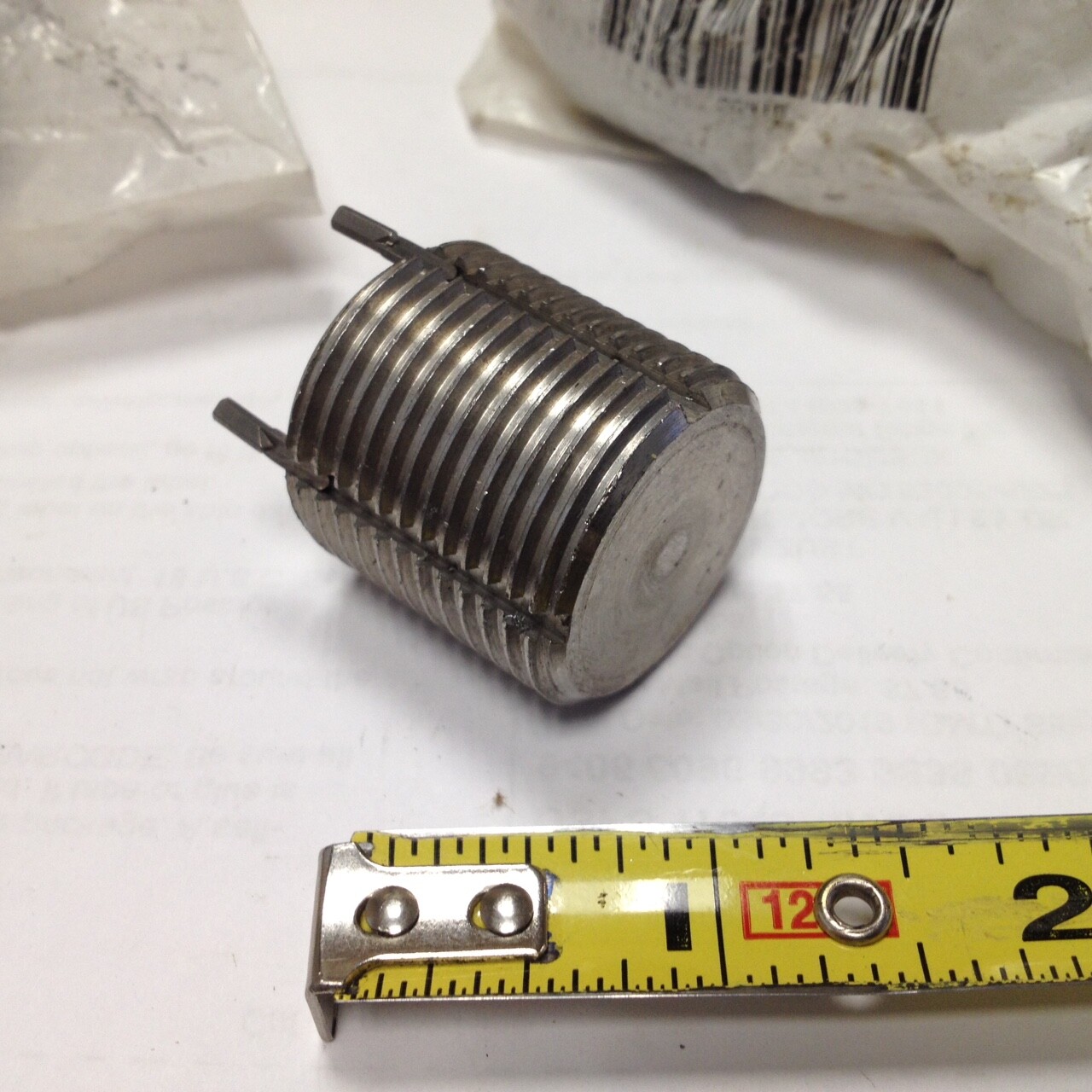 Jergens 107-26410, Keylocking Solid Threaded Insert, 1-1/8"-12, Stainless Steel
