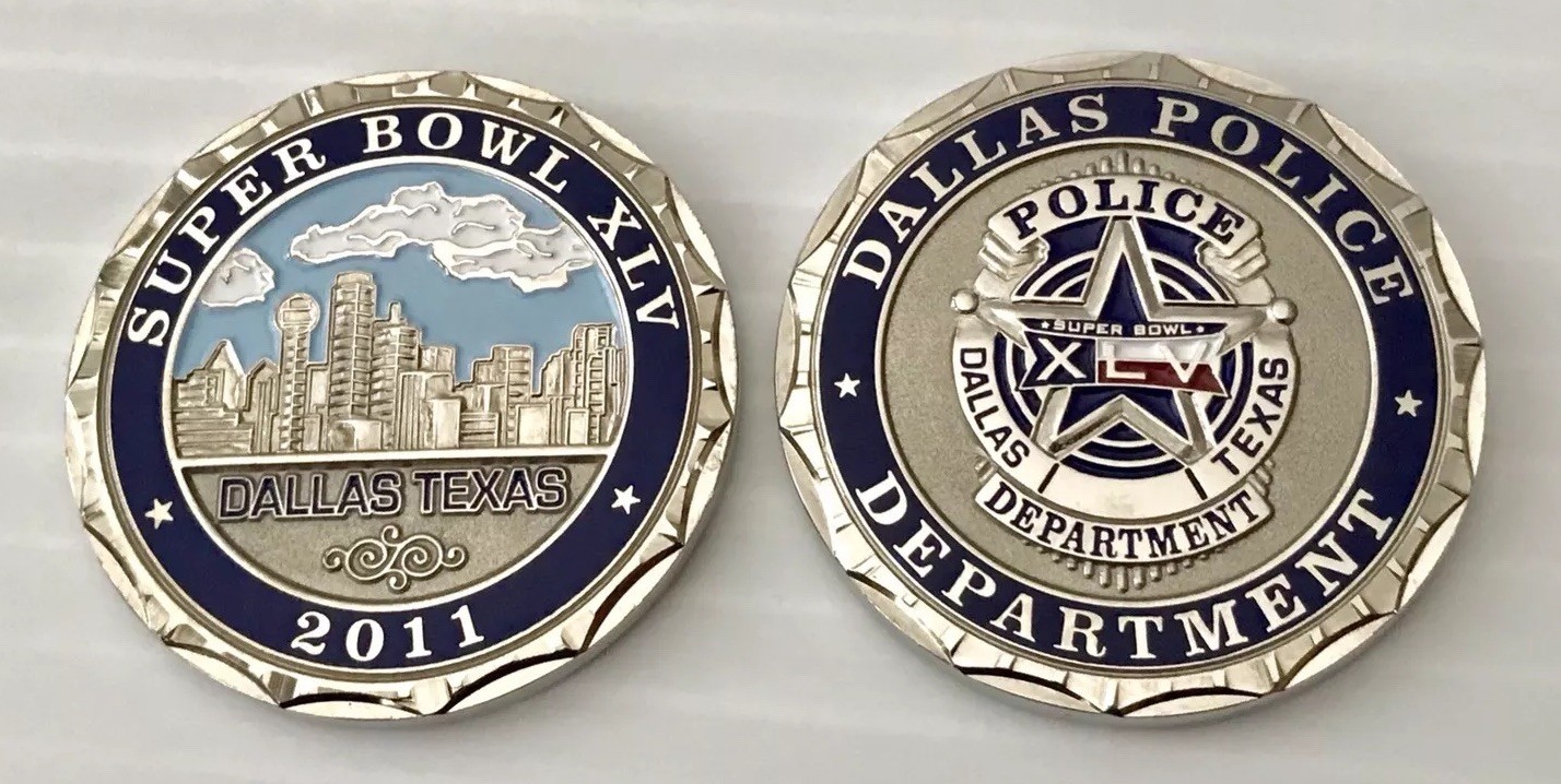 Super Bowl XLV 45 Dallas PD Police Challenge Coin Green Bay Packers Steelers NFL