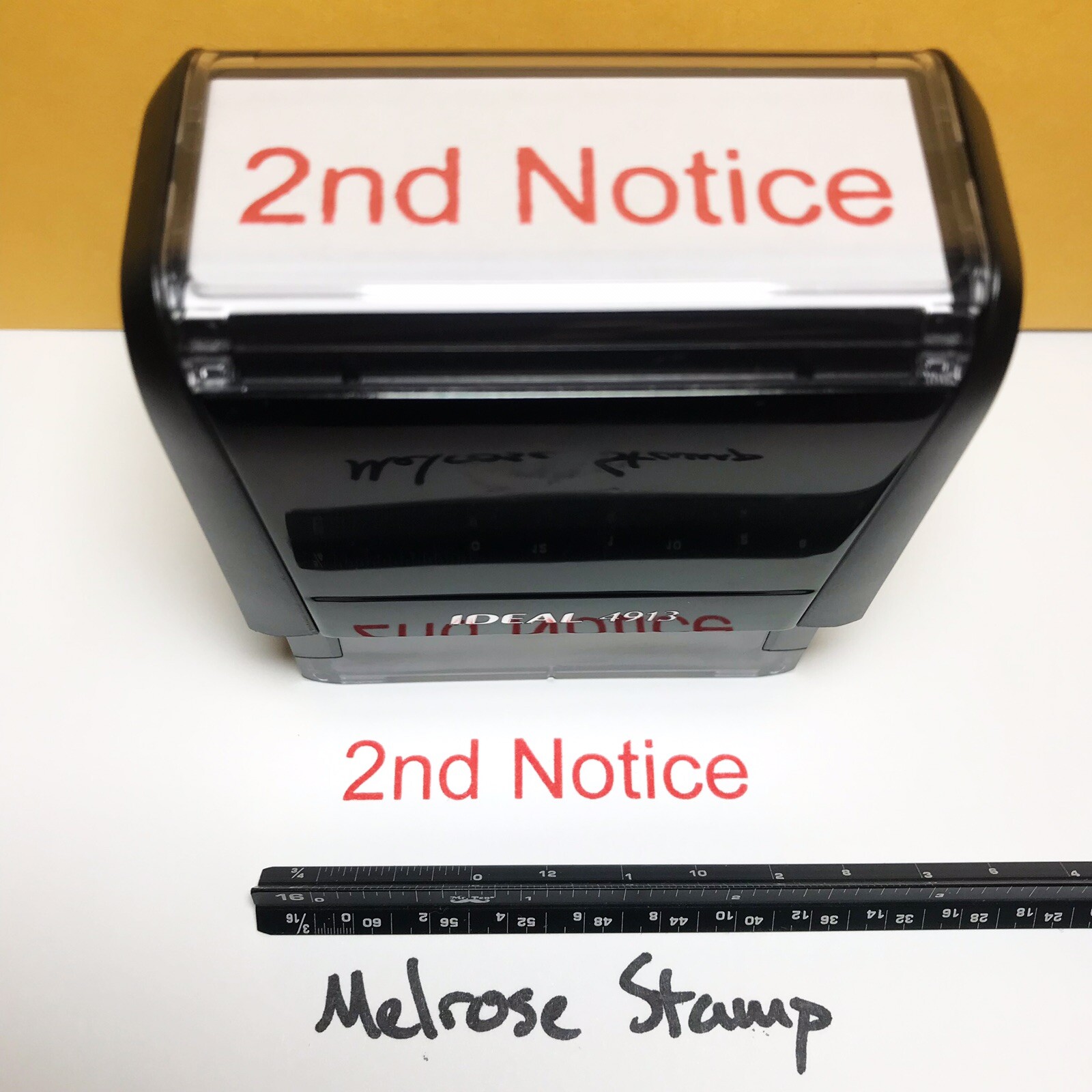 2nd Notice Rubber Stamp Red Ink Self Inking Ideal 4913