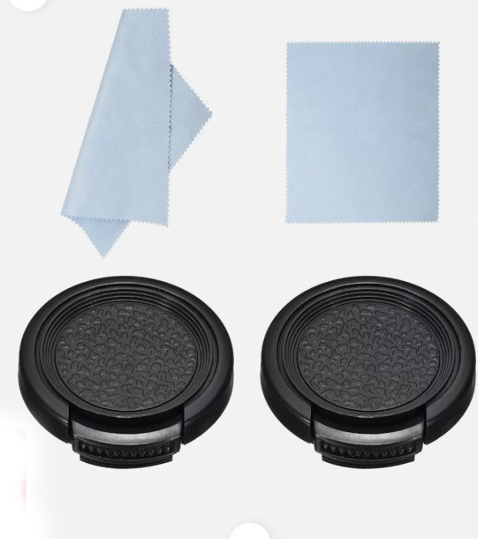 TWO Black Lens Cap 34mm 34 mm Snap-On Side pinch for Digital Cameras camcorder