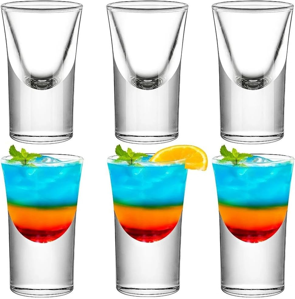 Shot Glasses Set of 6 with Heavy Base 0.5oz Cute Glass Cups Bulk Mini Wine Cup S