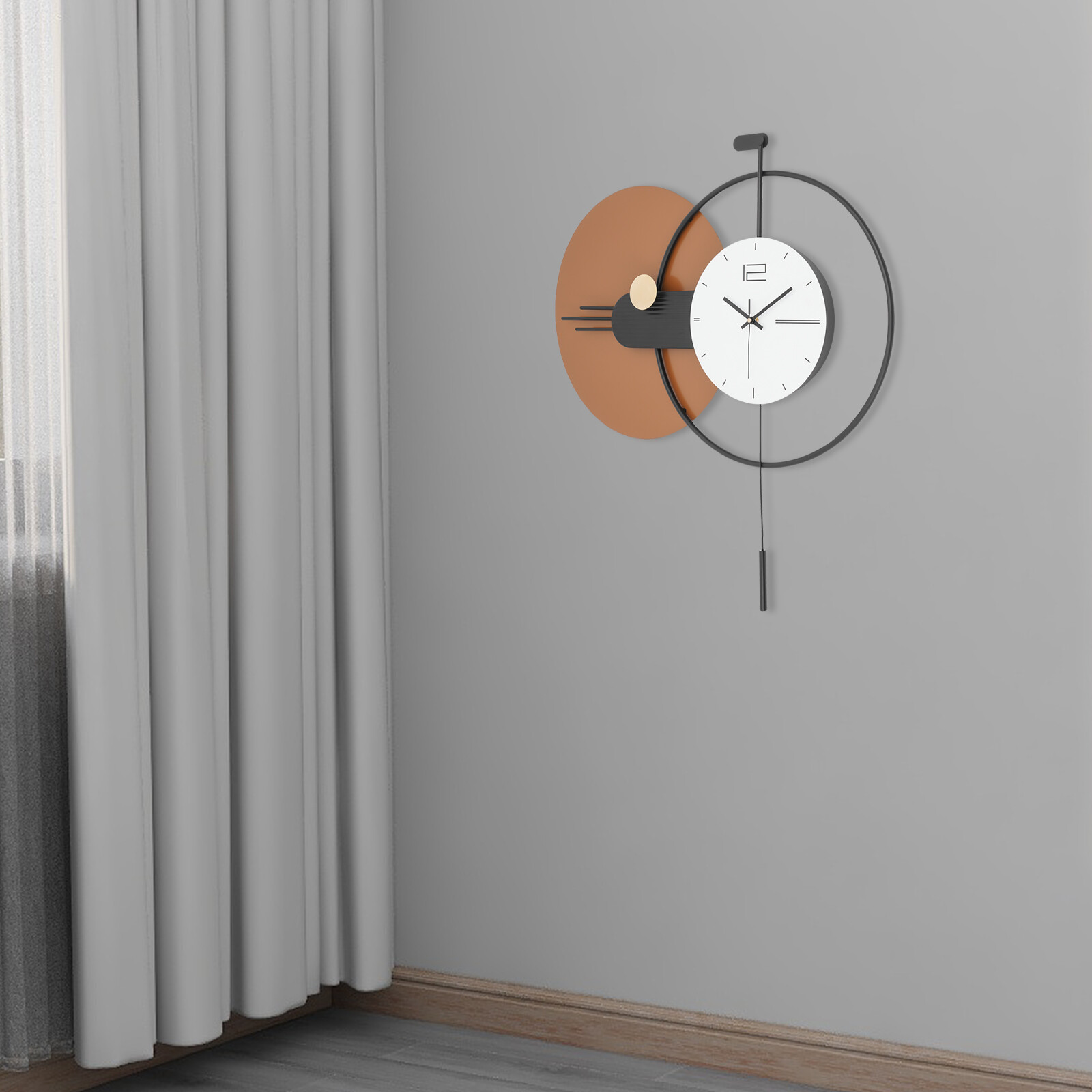 Modern Wall Clock with Pendulum – Stylish Large Clock for Home Decor
