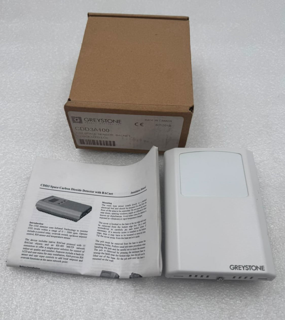GREYSTONE CDD3A100 CO2 SPACE SENSOR BACNET
