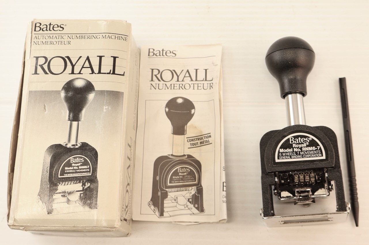 3 Pc. Date Number Stamping System Items / Bates Royall Sure-Rite Eagle Zephyr