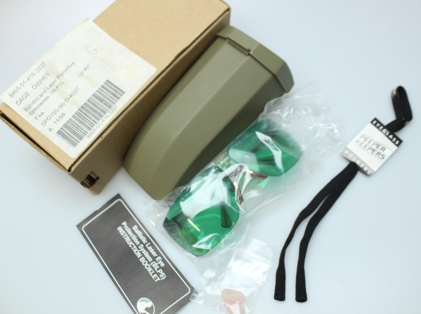 NOS US Military Ballistic Laser Eye Protective Glasses SPECS GREEN 1990's Era
