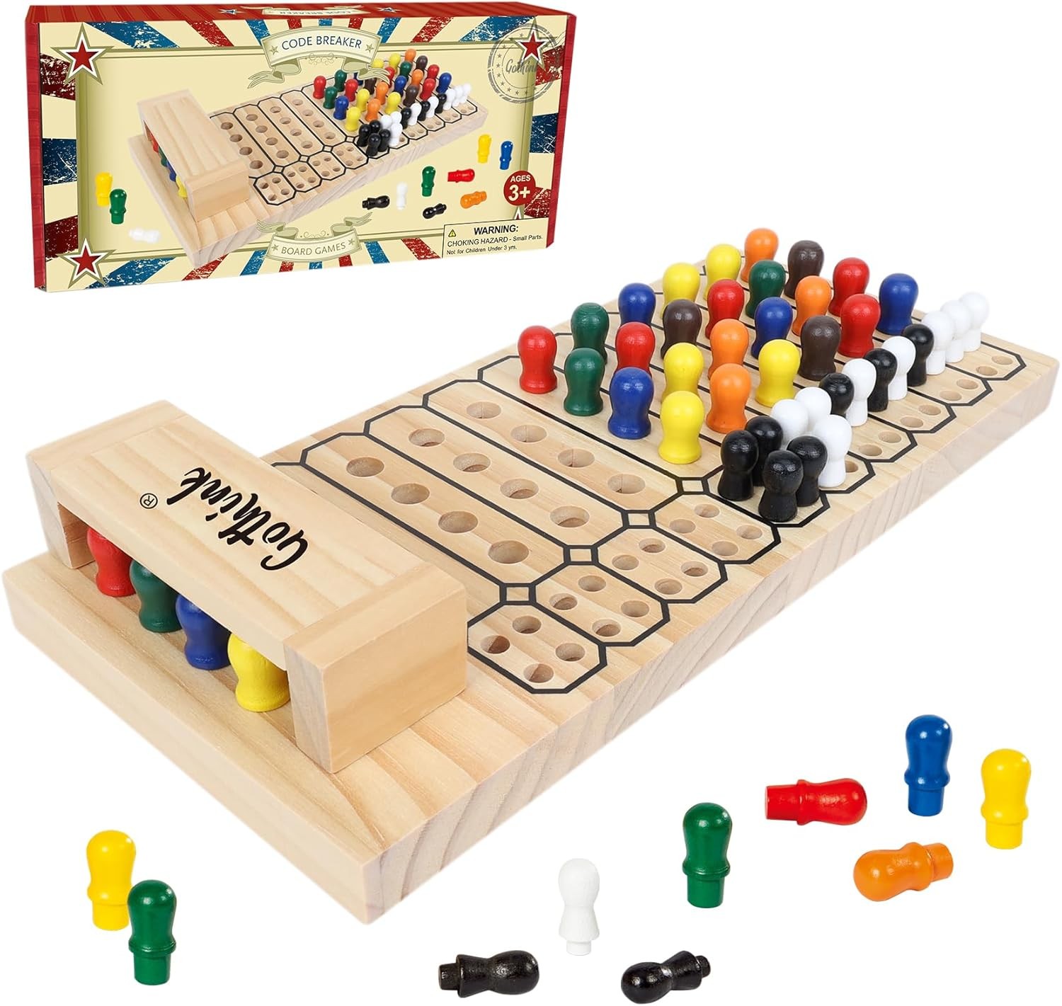 Code Breaker Board Game - Wooden Strategy Game of Codemaker vs. Codebrea
