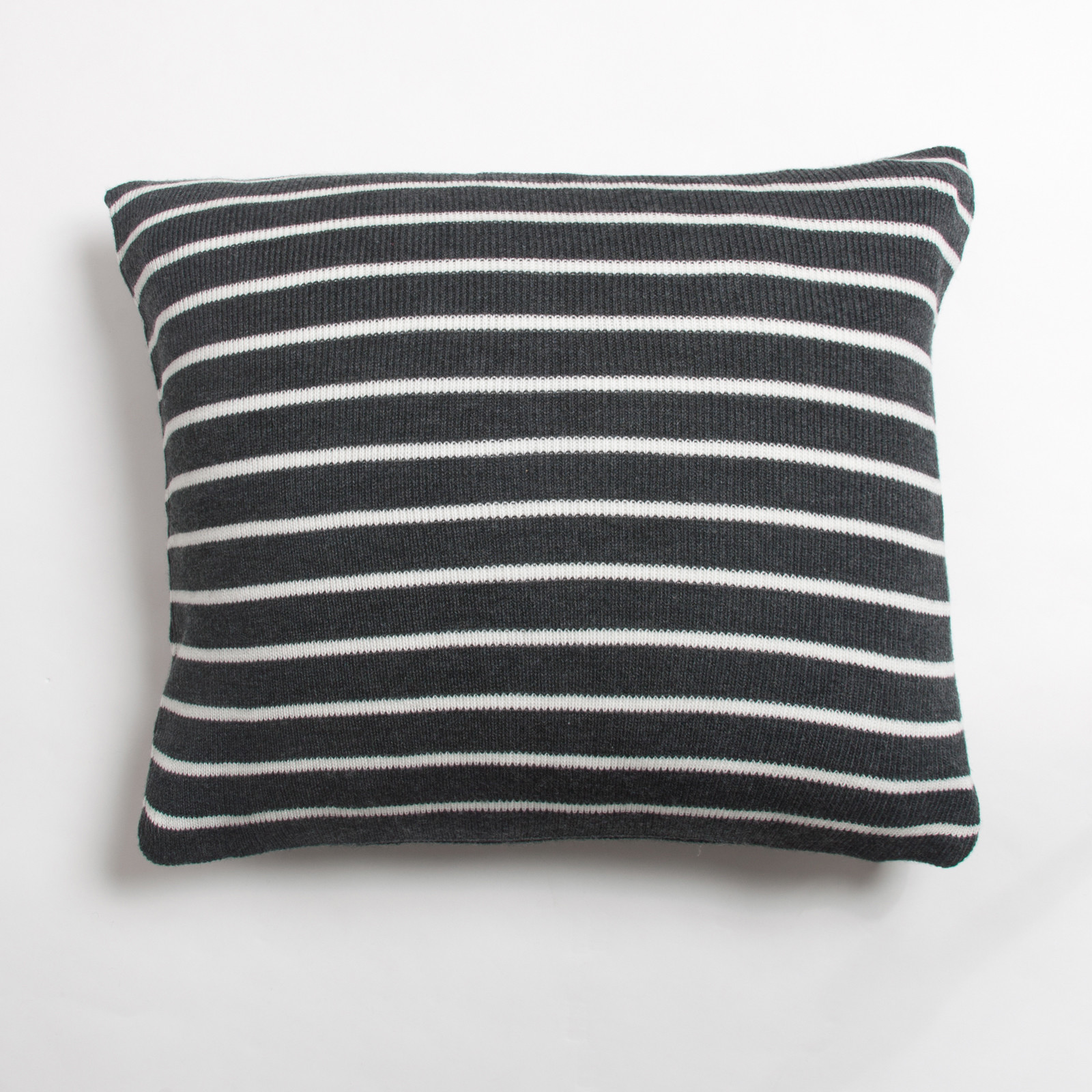 Devin Charcoal Grey White Stripe 20" x 20" Cotton Accent Throw Pillow