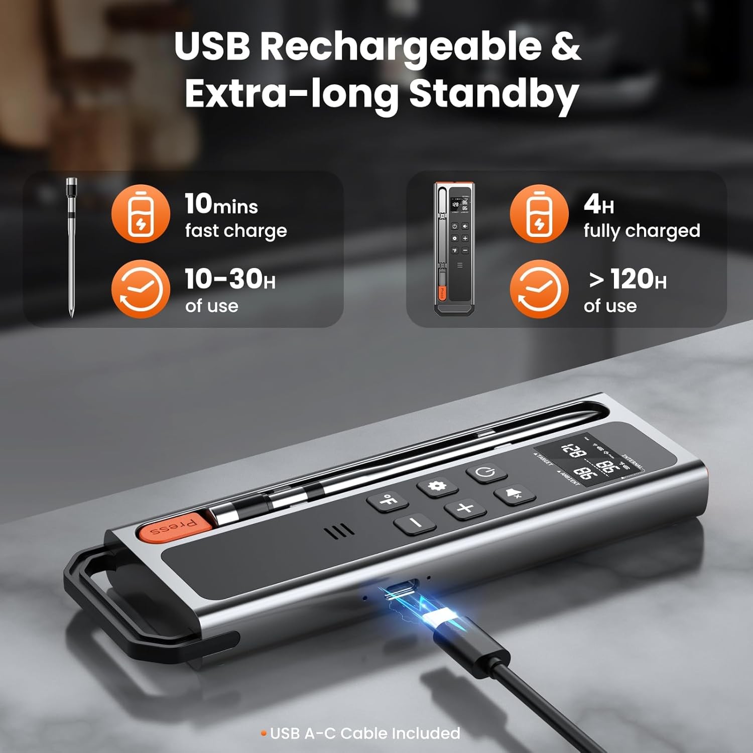 Wireless Meat Thermometer Digital-5.3 Bluetooth Stable 800ft APP Control