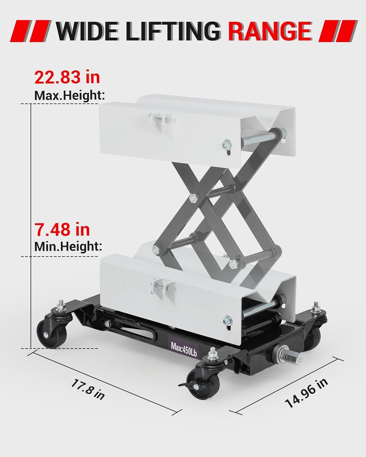 450 LBS Transmission Jack Power Transfer Jack Adjustable Height Garage Workshop