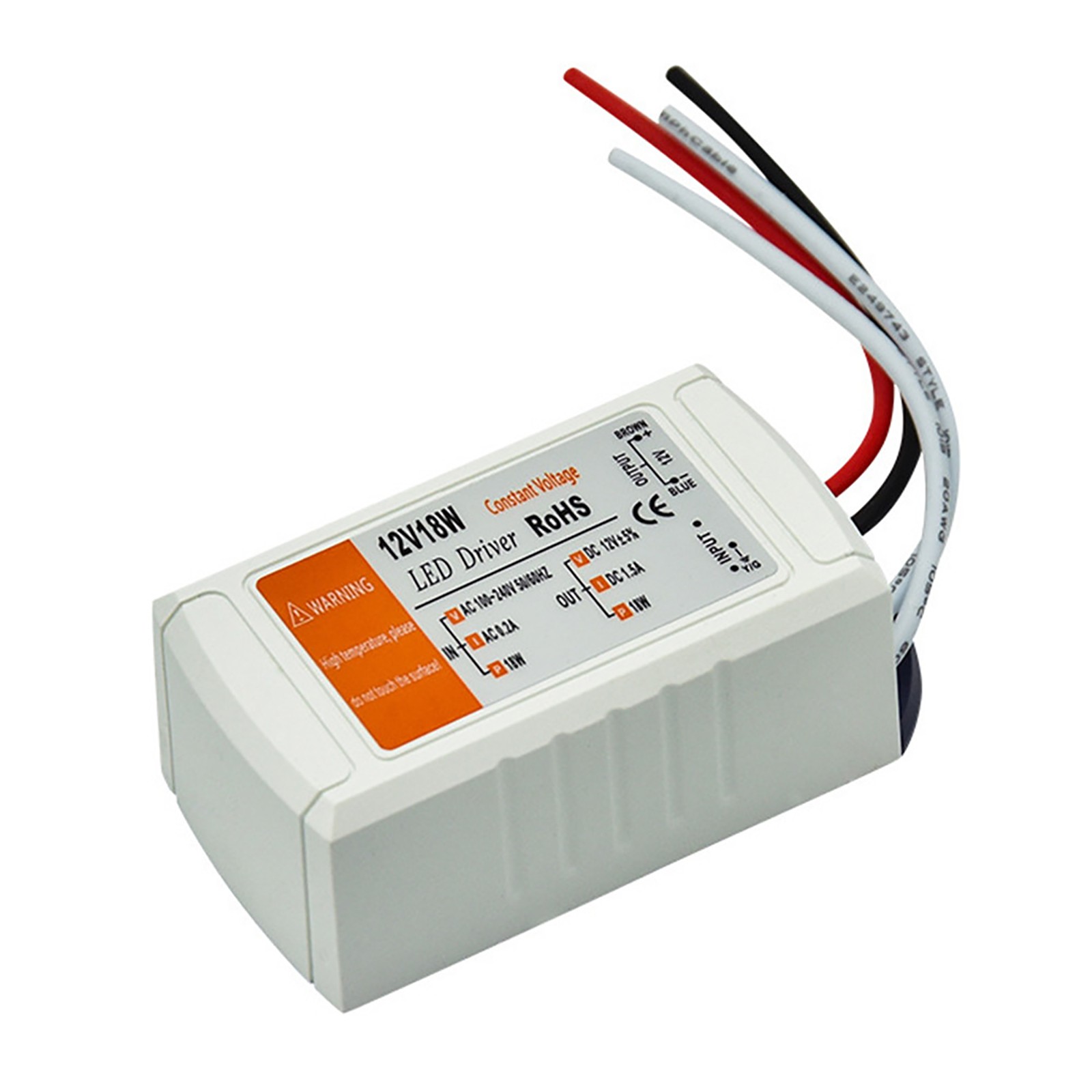 AC-DC Converter LED Driver Adapter AC 120V/240V to 12V 18W Transformer