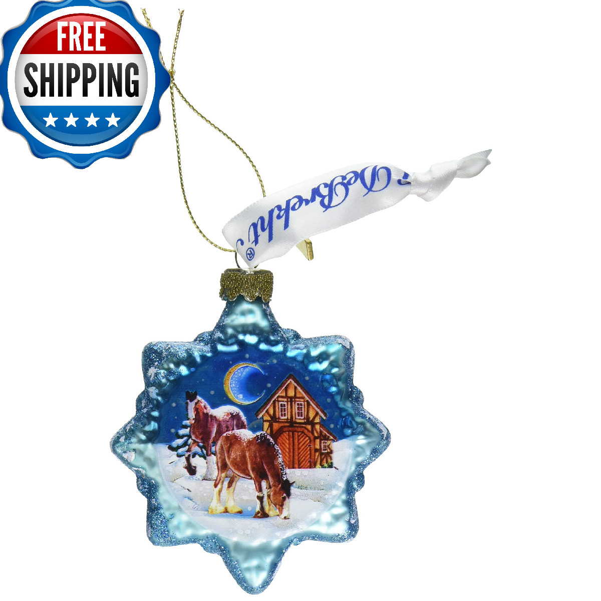 G.DeBrekht Santa Horse Glass Ornament Wildlife Decor 771022