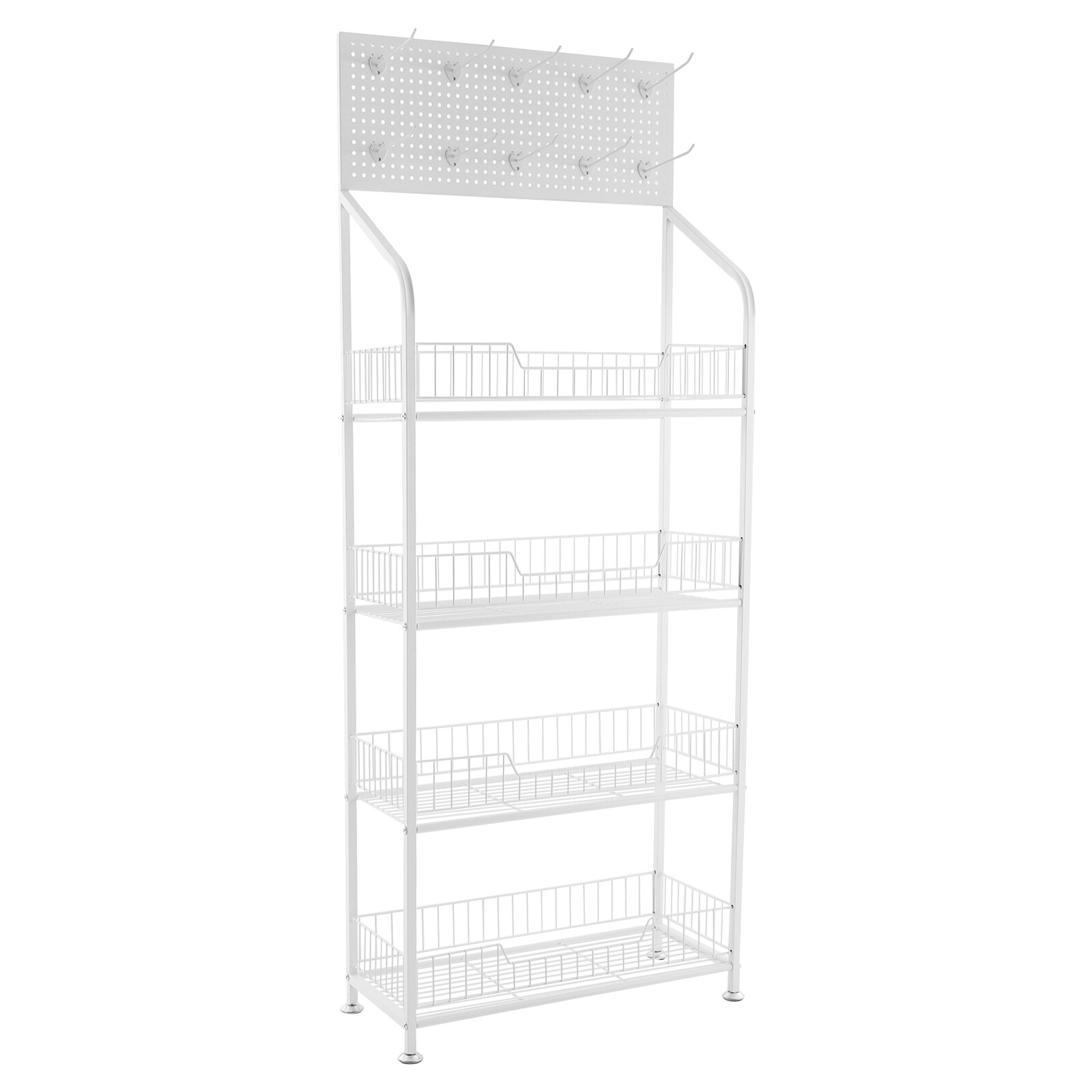 Snack Rack Stand with Hooks 4 Tier Retail Display Rack Snack Display Organizer