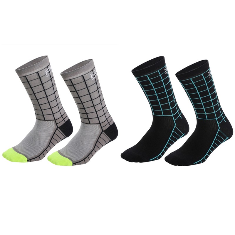 2Pairs Cycling Socks Riding Bicycle Bike Sports Ankle Socks XC MTB Black Grey