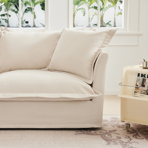 Armchair with 1 Big Back Cushion and 2 Big Toss Pillows Single Deep Seat Fabric
