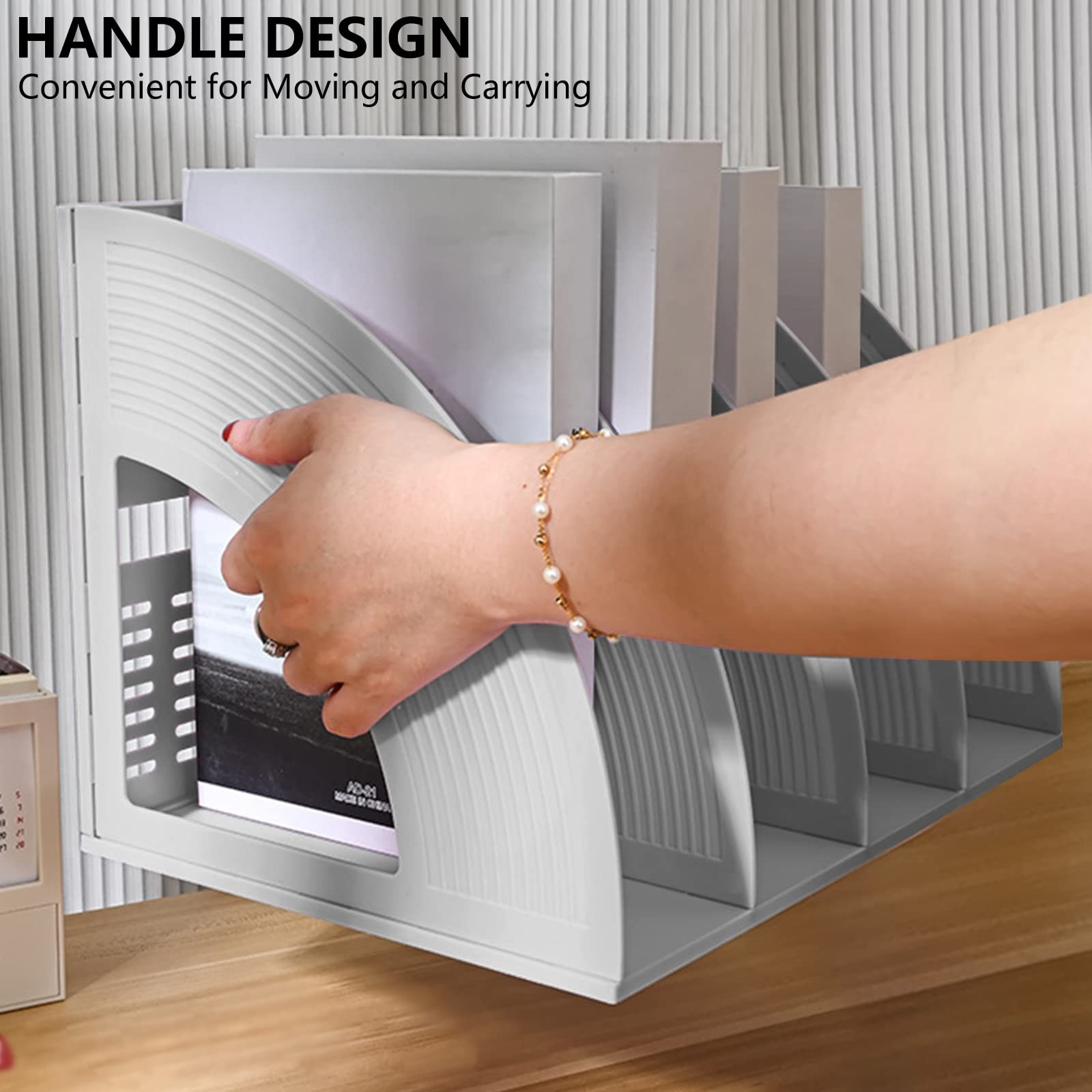 Plastic Arch File Organizer for A4 Documents, Office Desktop Storage, 4 Compa...