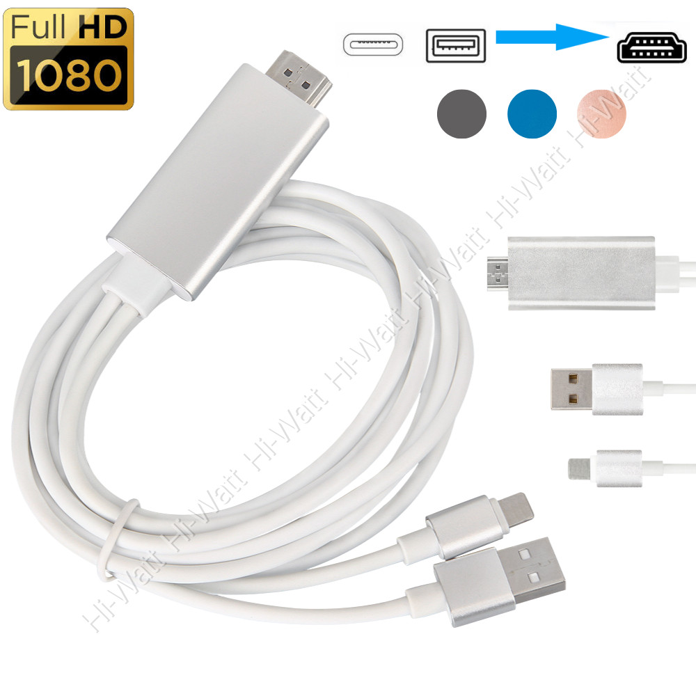 For iPhone 14 13 12 11 XR X 8 7 HDMI Mirroring Cable Phone to AV TV HDTV Adapter