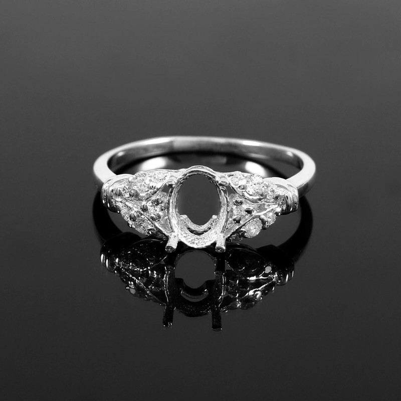 Semi Mount Ring Stone Setting Size 7X5 MM Oval Shape Handmade Mother Gift