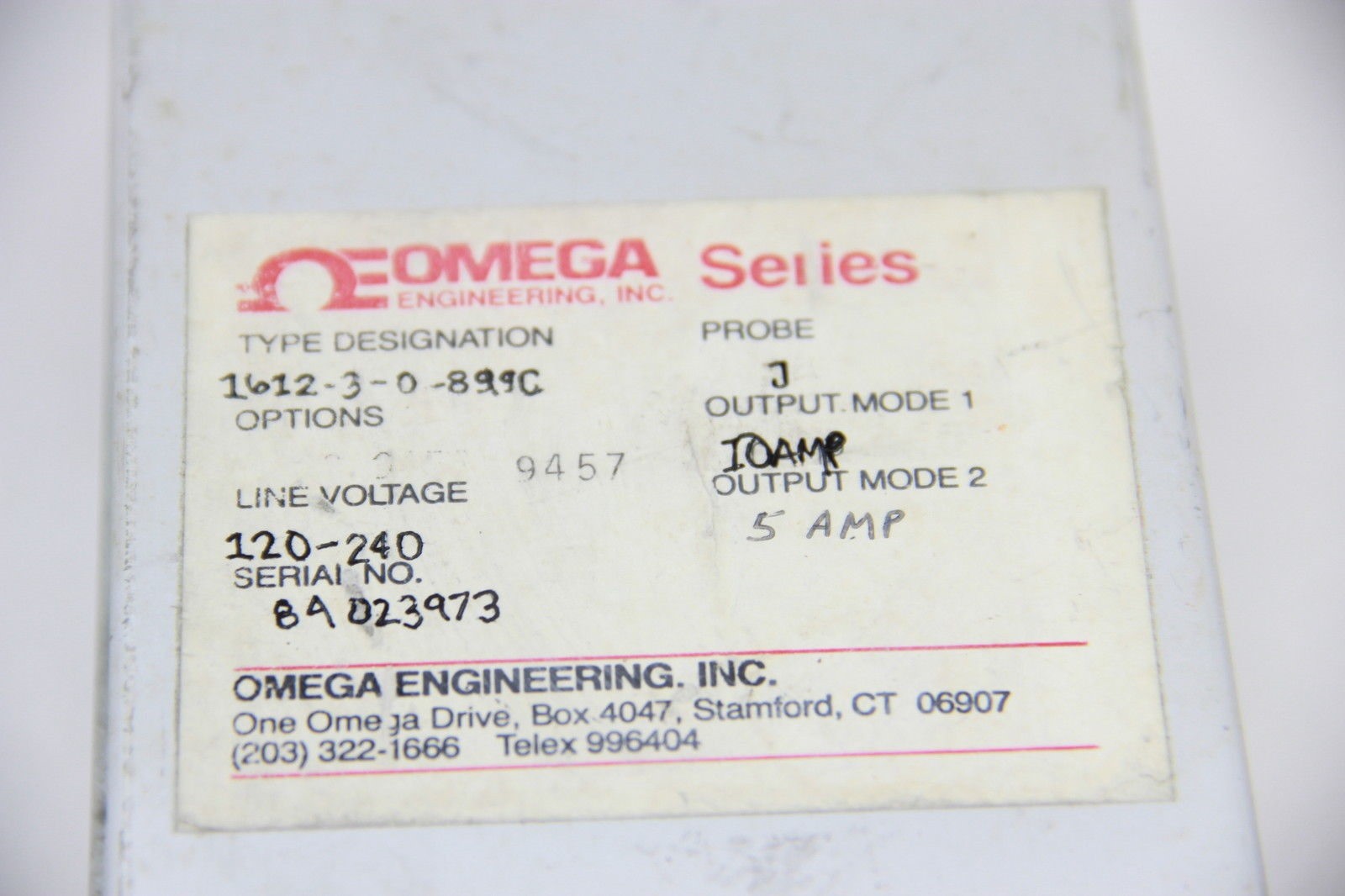 Omega 1612-3-0-899C Microprocessor Temperature Controller/Counter 120-240V