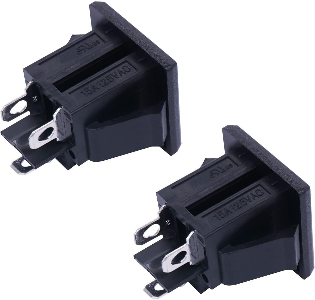 3Pcs 3 Pins Power Socket Plug Panel AC 15A 125V Panel Mount Outlet Industria...