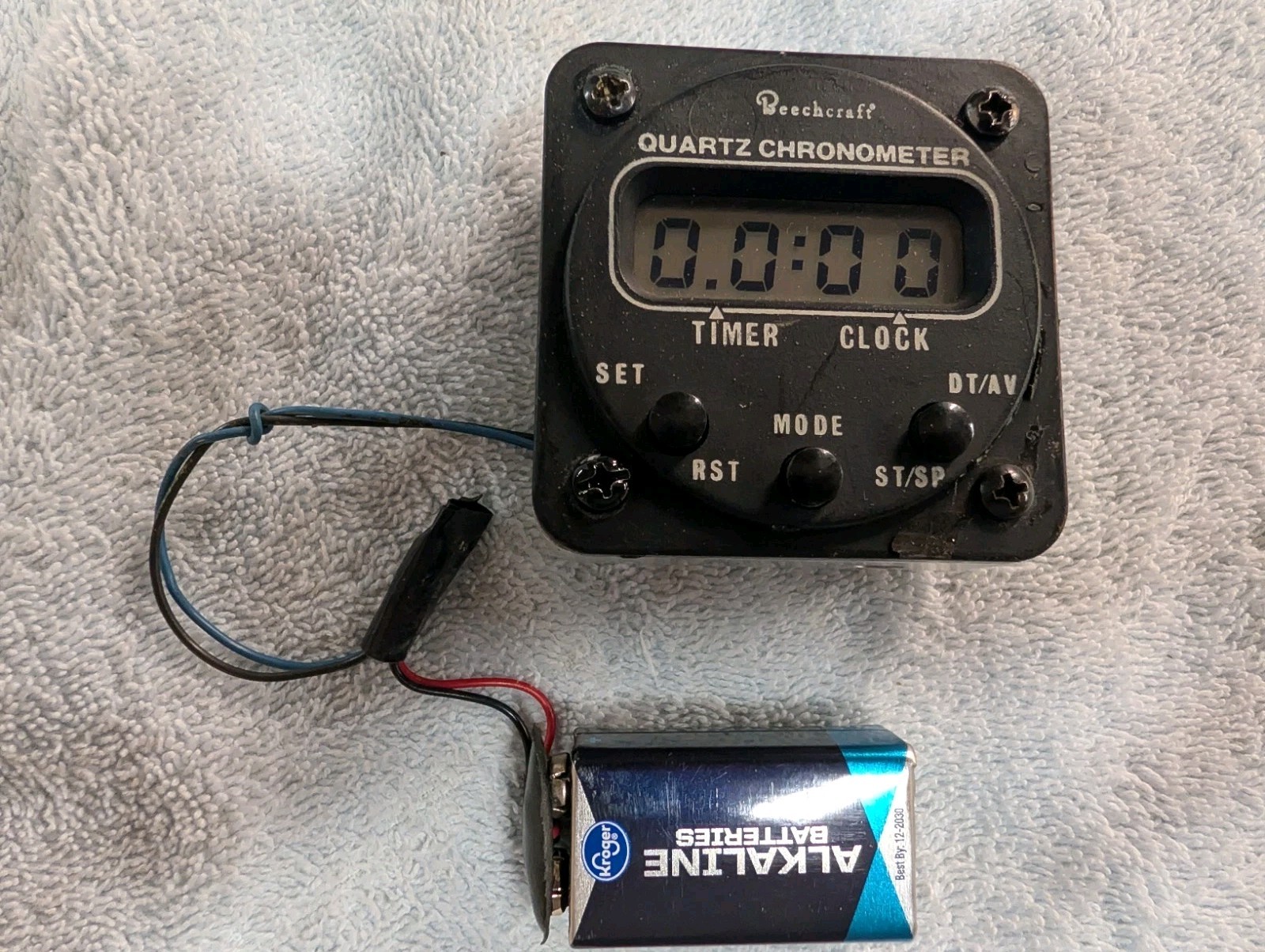 Black Beechcraft Quartz Chronometer - Tested With 9 Volt Battery See Pictures