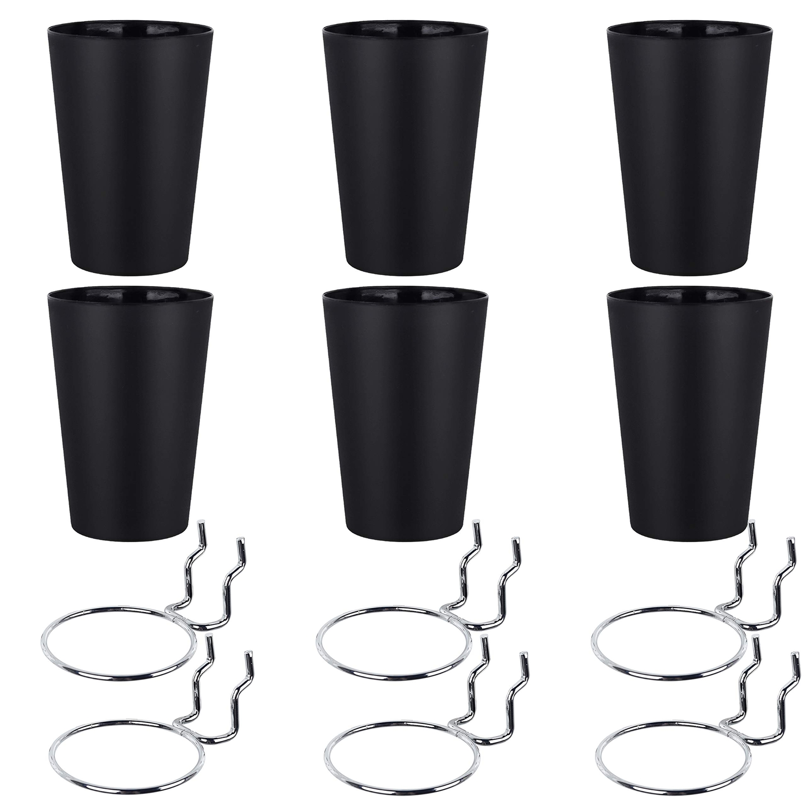 Kuhome 6 Sets Pegboard Hooks with Pegboard Cups, Ring Style Pegboard Bins with