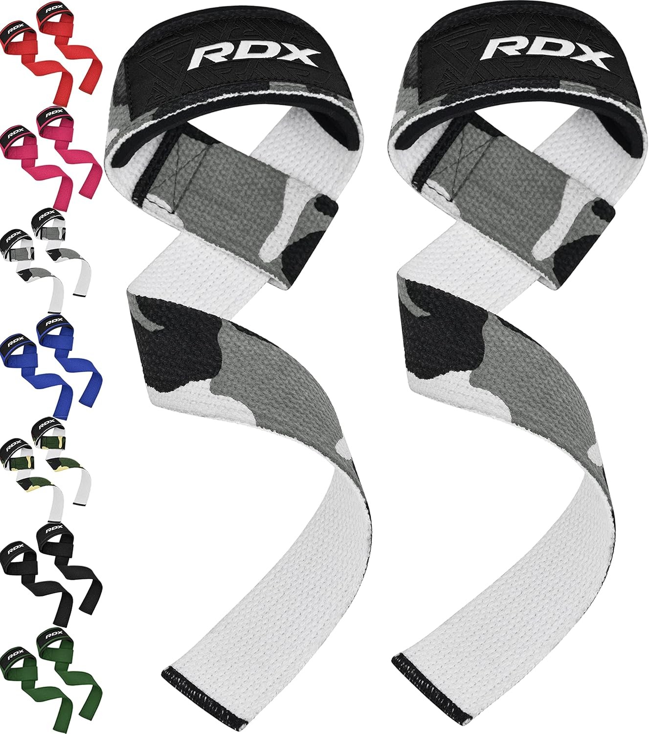 RDX Lifting Straps for Weightlifting –100% Cotton Heavy One Size, Camo Grey