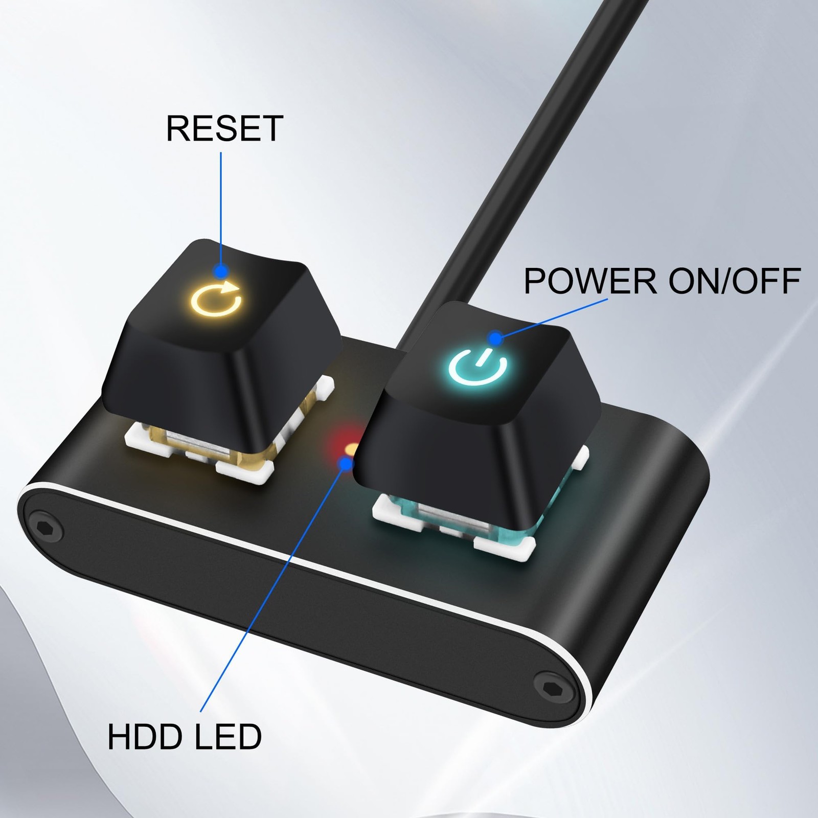 PC Power Button Desktop Computer External Power Switch with RGB Light ON/Off ...