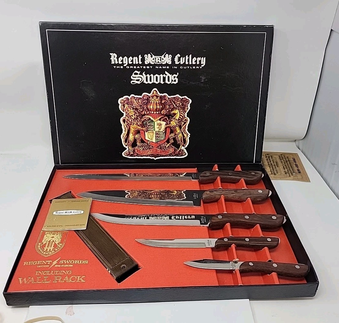 Regent Cutlery Swords Six Piece Set Lightening Edge Stainless Hardwood Handles