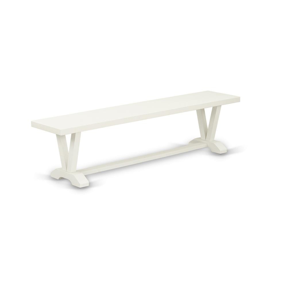 East West Furniture VB027 V-Style Modern Dining Bench with Wood Seat,...